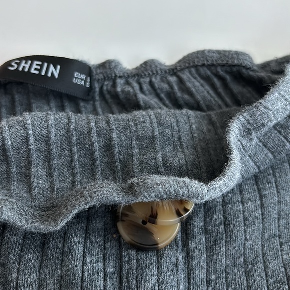 Button Front Rib/knit Tube Top - Picture 2 of 4